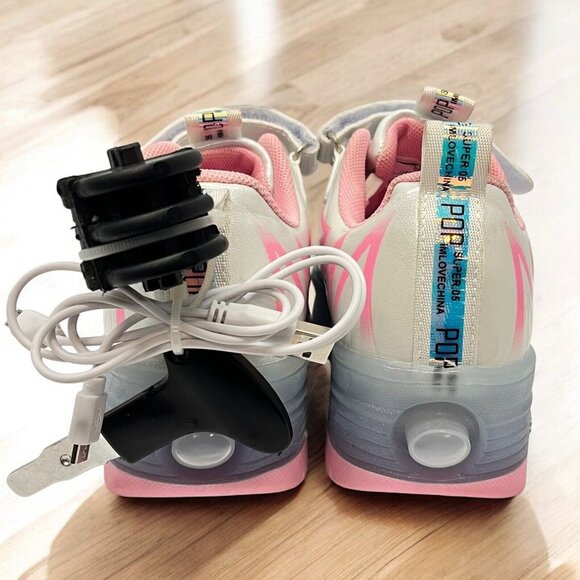 Jiandian Girls Roller Skates Shoes Euro 31Pink Round Toe Low Top Shoes - Picture 6 of 9